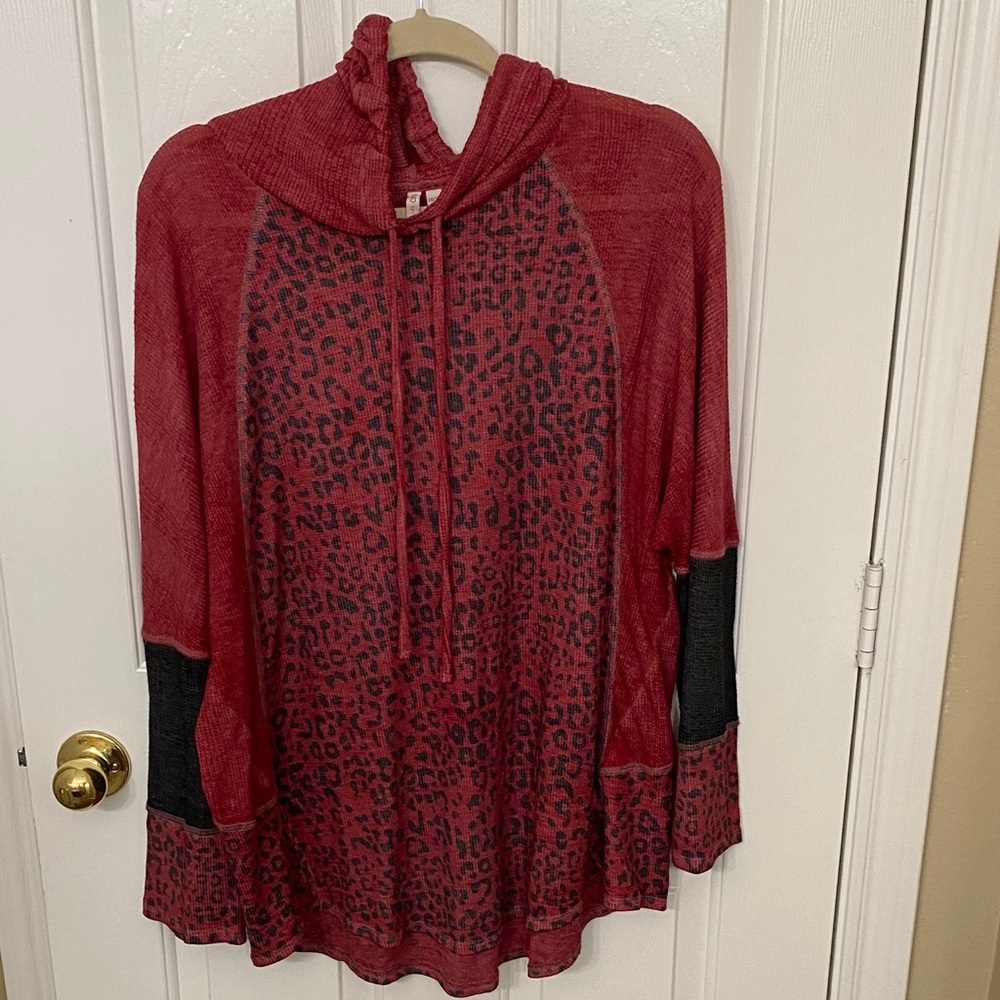 Cato Red and Black Leopard Print Hoodie